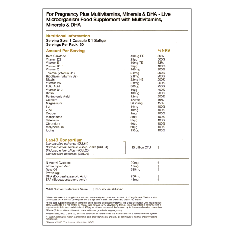 Жирэмсний үеийн нэмэлт витамин, эрдэс бодис болон DHA